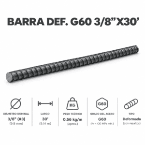 Barra Def. G60 3/8"x30'