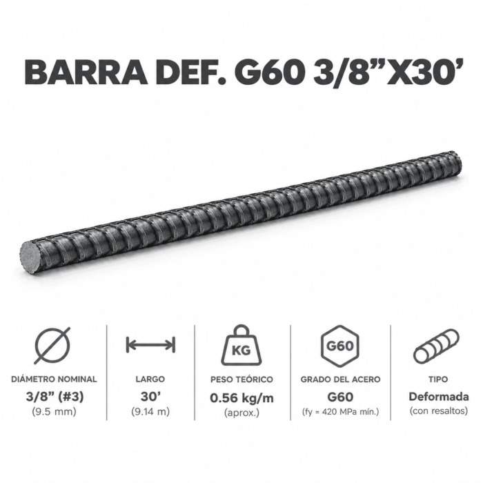 BARRA DEF. G60 3/8”X30’ BARRA DEF. G60 3/8”X30’