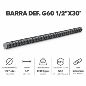 Barra Def. G60 1/2"x30'
